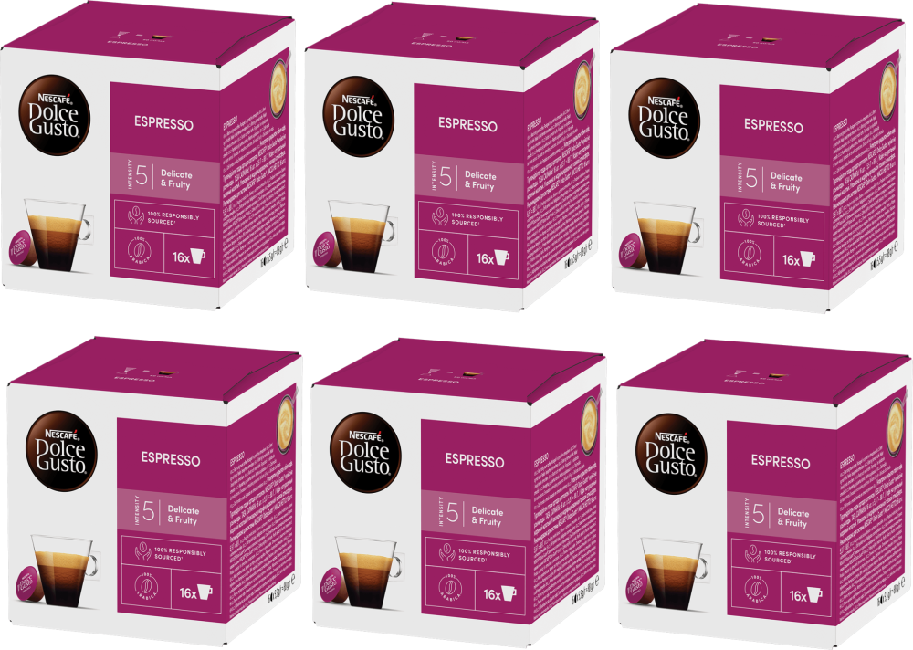 6x Kapsułki do ekspresu Nescafe Dolce Gusto Espresso Extra Crema, 16 sztuk