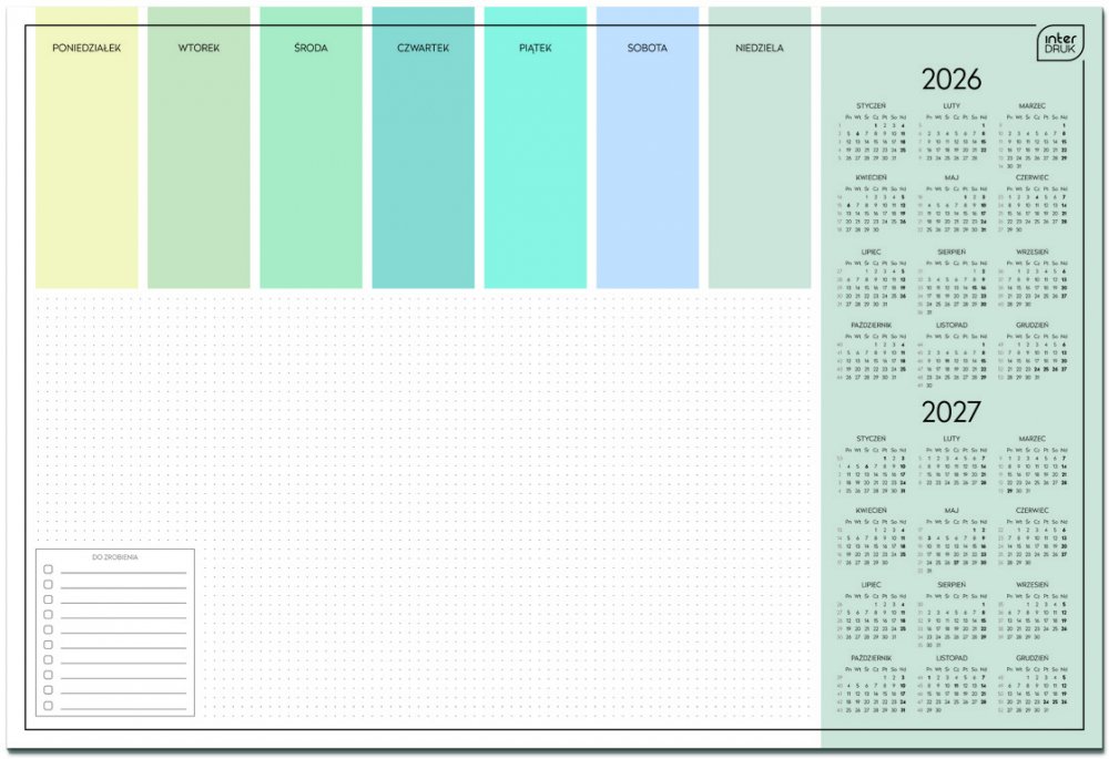 Podkładka na biurko Interdruk, z kalendarzem 2026/2027 i notatnikiem, 59x40cm