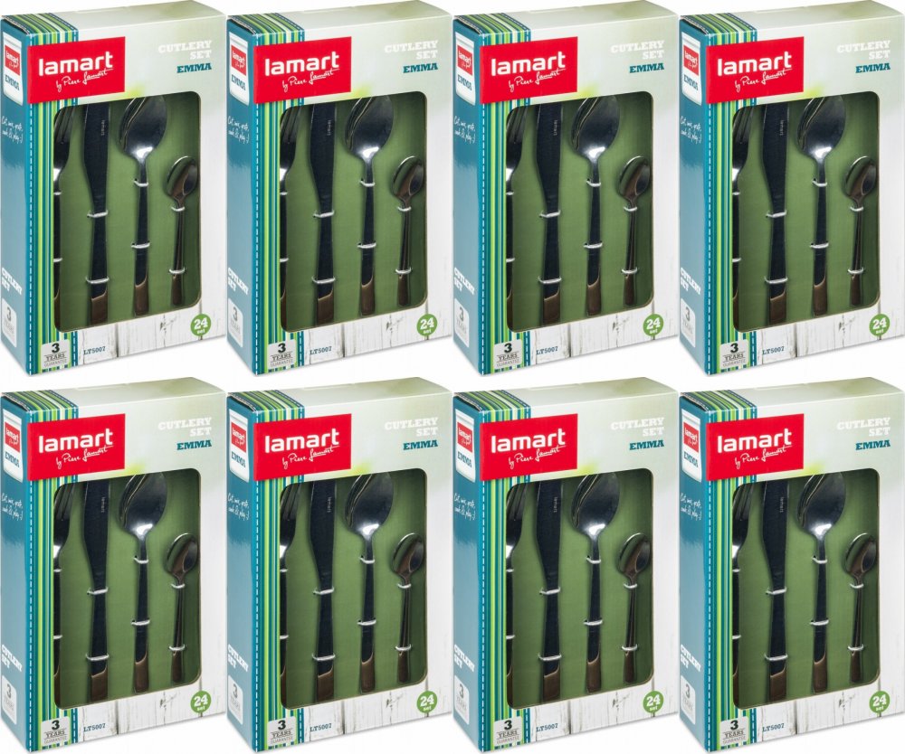 8x Komplet sztućców Lamart Emma LT5007, 24 sztuki, srebrny