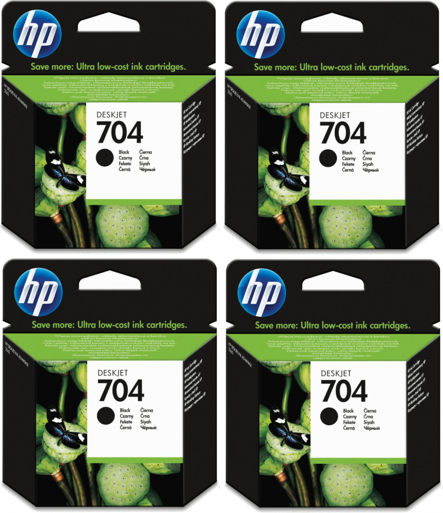4x Tusz Hp 704 (CN692AE), 480 stron, black (czarny)