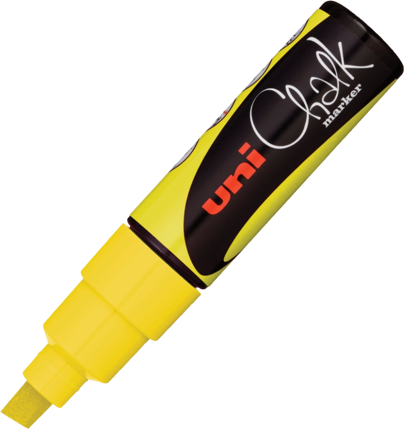 Marker kredowy Uni PWE-8K, ścięta, żółty
