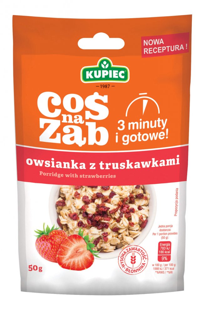 Owsianka Kupiec Coś na ząb, z truskawkami, 50g