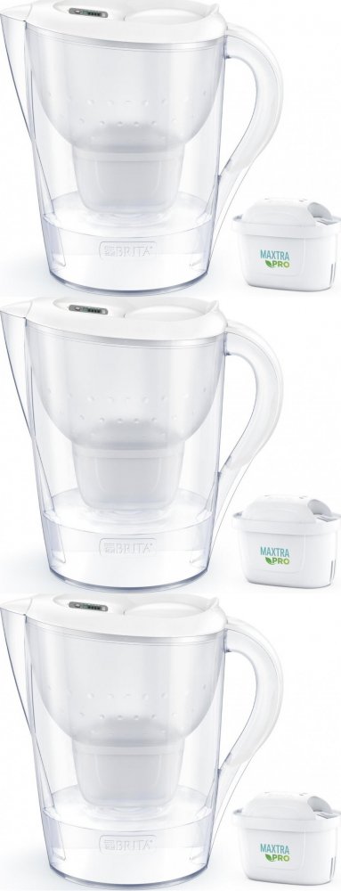 3x Dzbanek filtrujący Brita Marella, 2.4l, biały + 1 wkład Maxtra Pro Pure Performance
