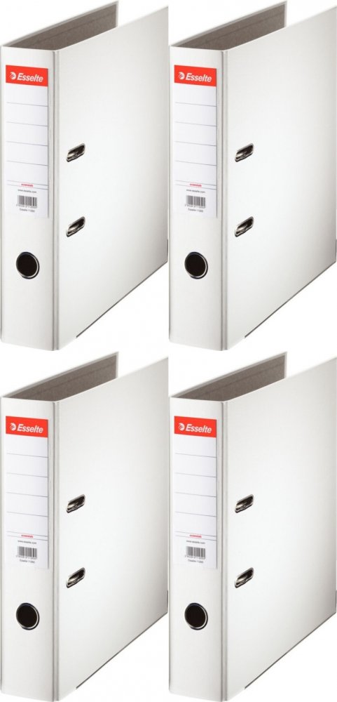 4x Segregator A4 Esselte, 75mm, do 500 kartek, ekonomiczny, biały