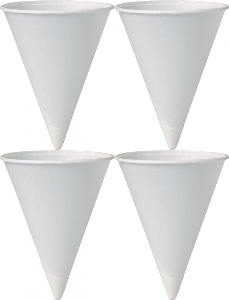 4x Kubki jednorazowe Packman, stożkowe, 118ml, papier, 200 sztuk, biały