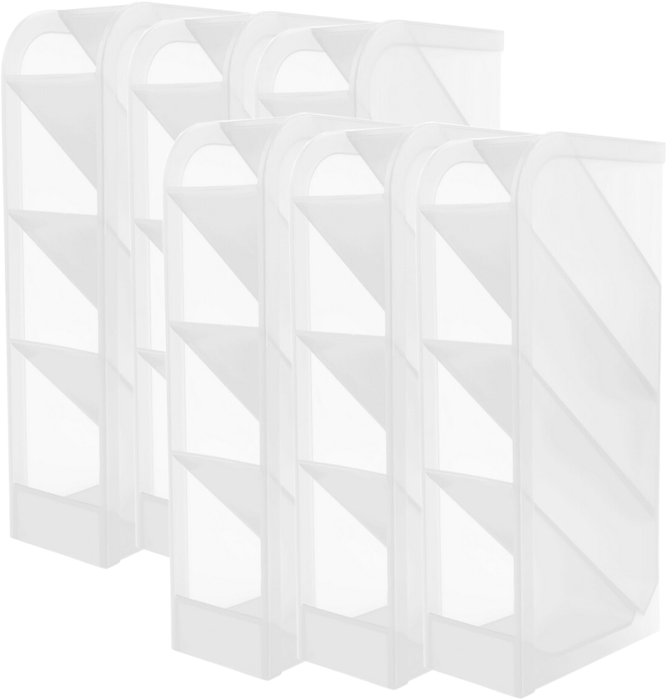 6x Przybornik na biurko D.Rect, pionowy, bez wyposażenia, 4 przegrody, 202x50x90mm, przezroczysty biały