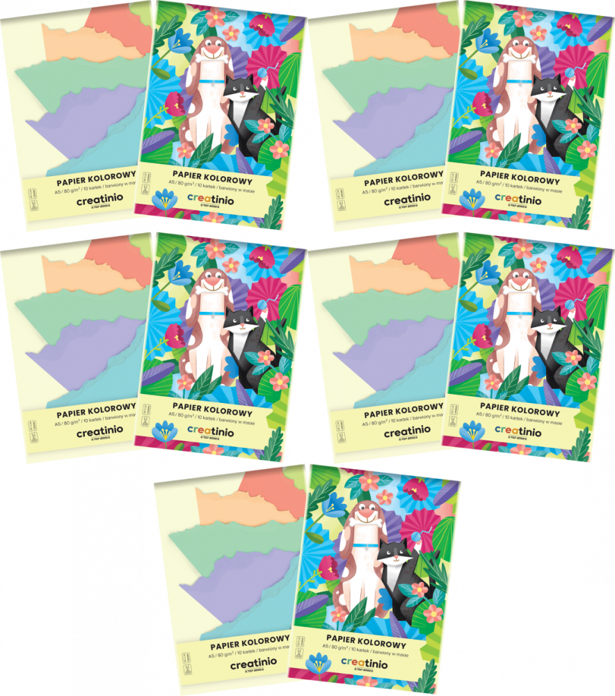10x Zeszyt papierów kolorowych TOP 2000 Creatino, A5, 10 kartek, mix kolorów