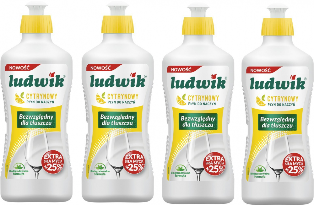 4x płyn do naczyń Ludwik, cytrynowy, 450g