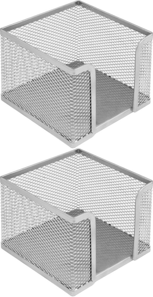 2x Pojemnik na karteczki MemoBe, metalowy (druciany), 8x10x10cm, srebrny