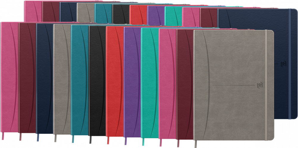 24x Notatnik w kratkę Oxford Signature, z gumką, B5, twarda oprawa, 80 kartek, mix kolorów