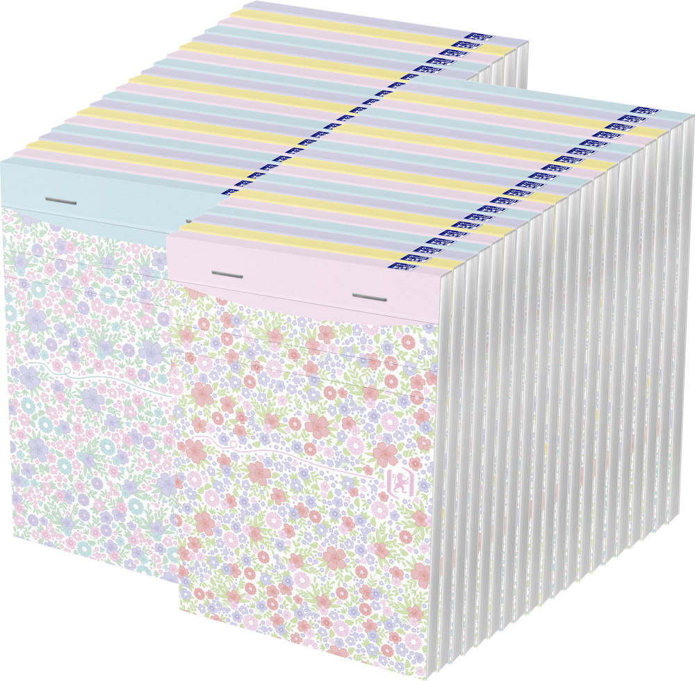 40x Blok biurowy w linie Oxford Floral, A6, 80 kartek, mix wzorów