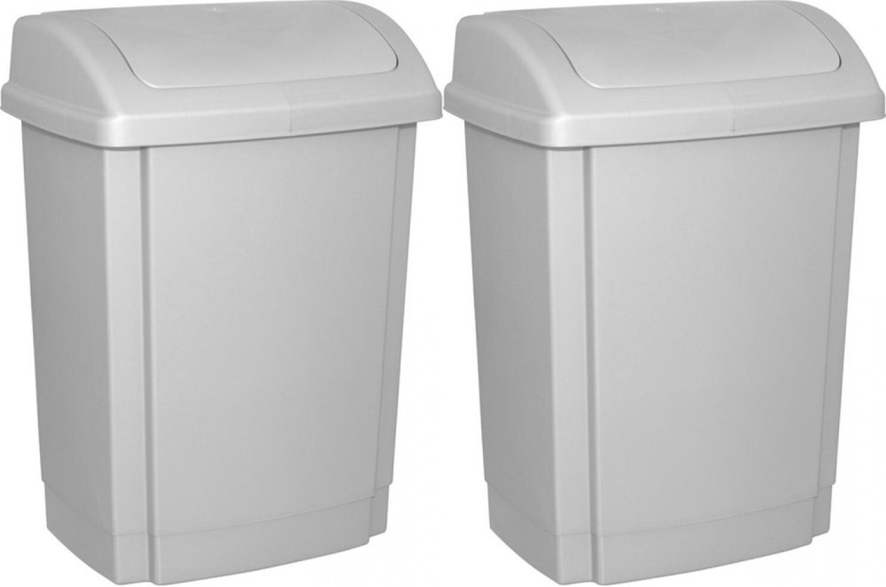 2x Kosz na śmieci Office Products, z pokrywą, 15l, szary