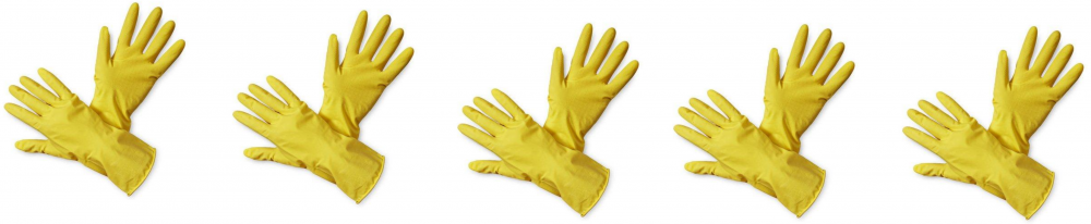 5x Rękawiczki lateksowe York, rozmiar M, 1 para, żółty