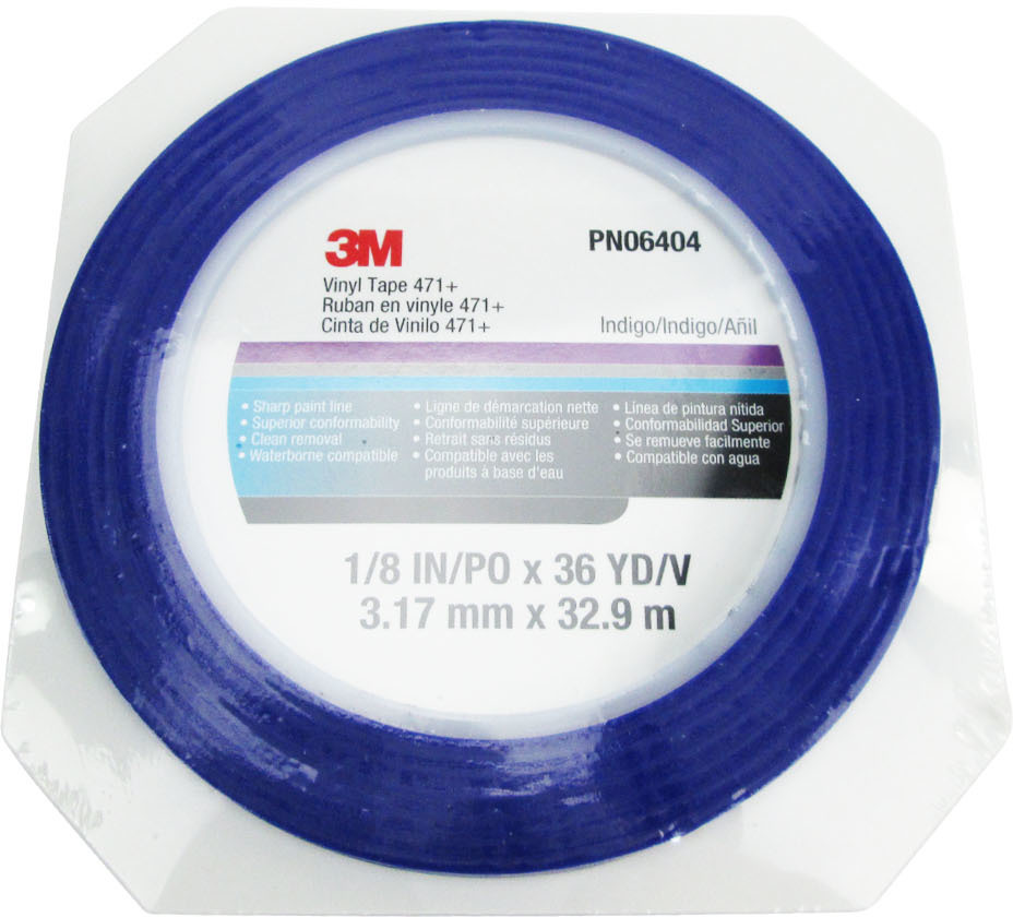 Taśma maskująca cienkoliniowa 3M 471+, 3.17mm x 32.9m, niebieski