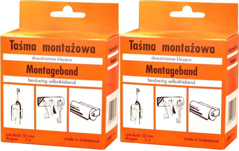2x Taśma montażowa Astat, dwustronna, piankowa, 50mm x 3m, biały