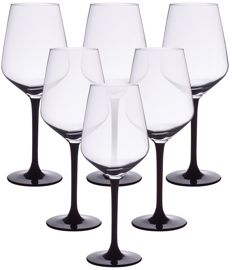 Kieliszki do wina czerwonego Altom Design Rubin Black, 370ml, komplet 6 sztuk, przezroczysto-czarny