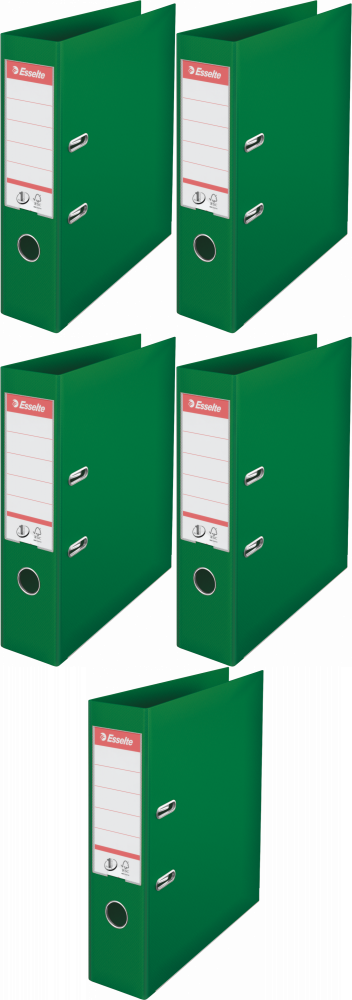 5x Segregator A4 Esselte No.1 Power, 75mm, do 500 kartek zielony