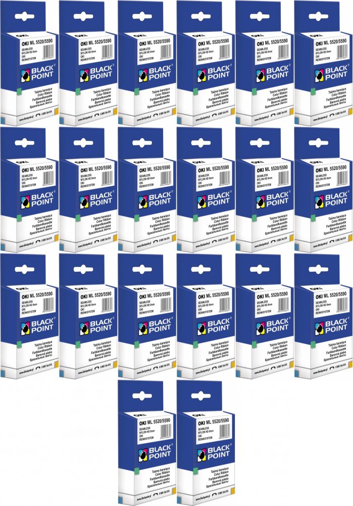 20x Kaseta Black Point OKI 182/320/391 09002303, 8mm x 1,8m, czarny
