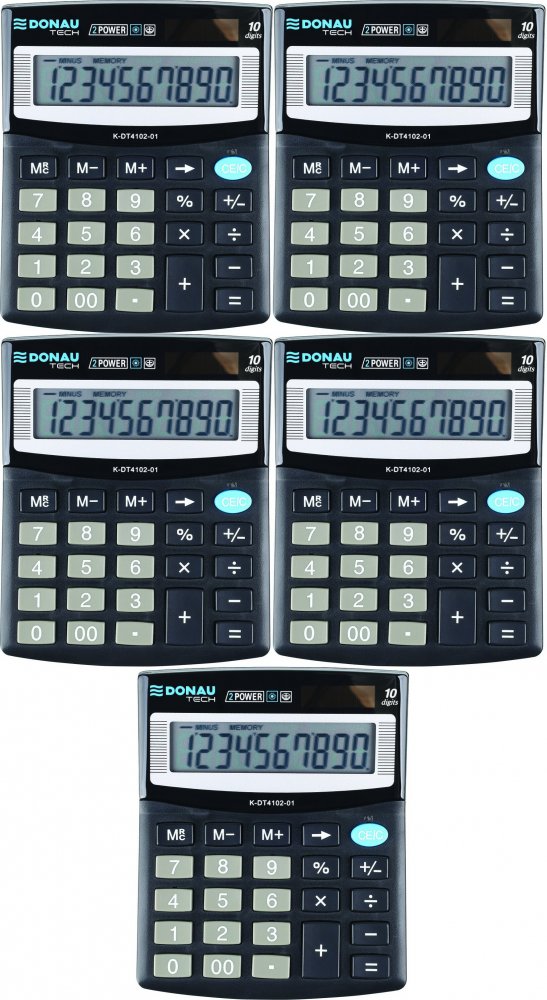 5x Kalkulator biurowy Donau Tech, 10-cyfr, czarny