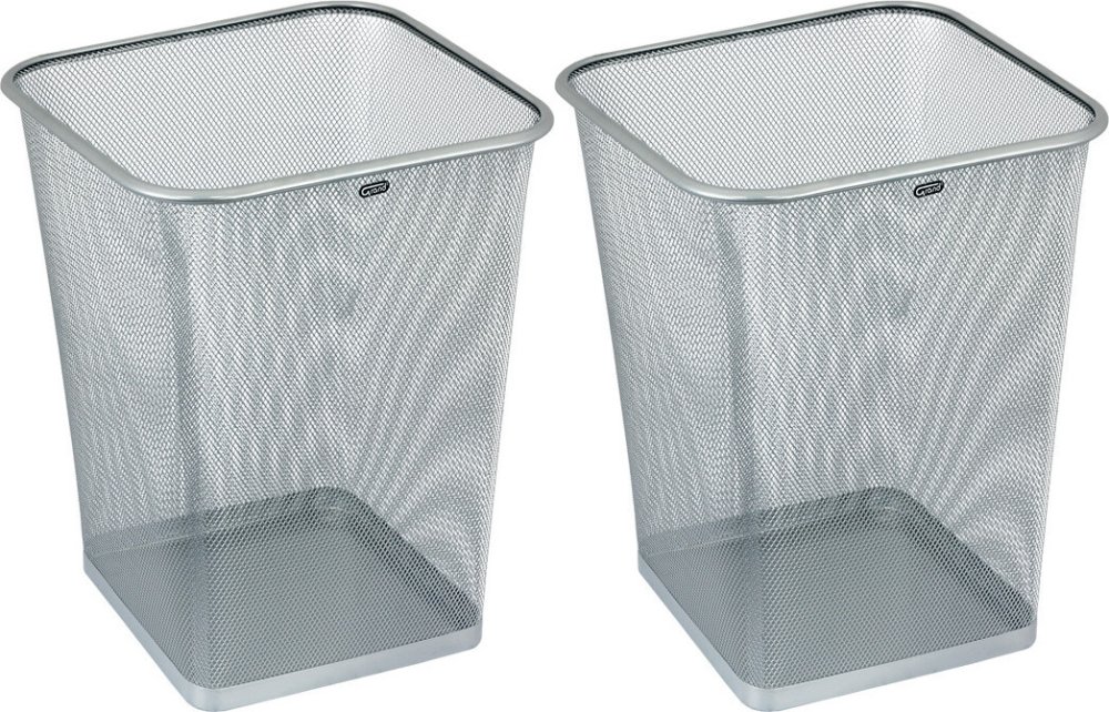2x Kosz na śmieci Grand GR-017S, kwadratowy, druciany, 18l, srebrny