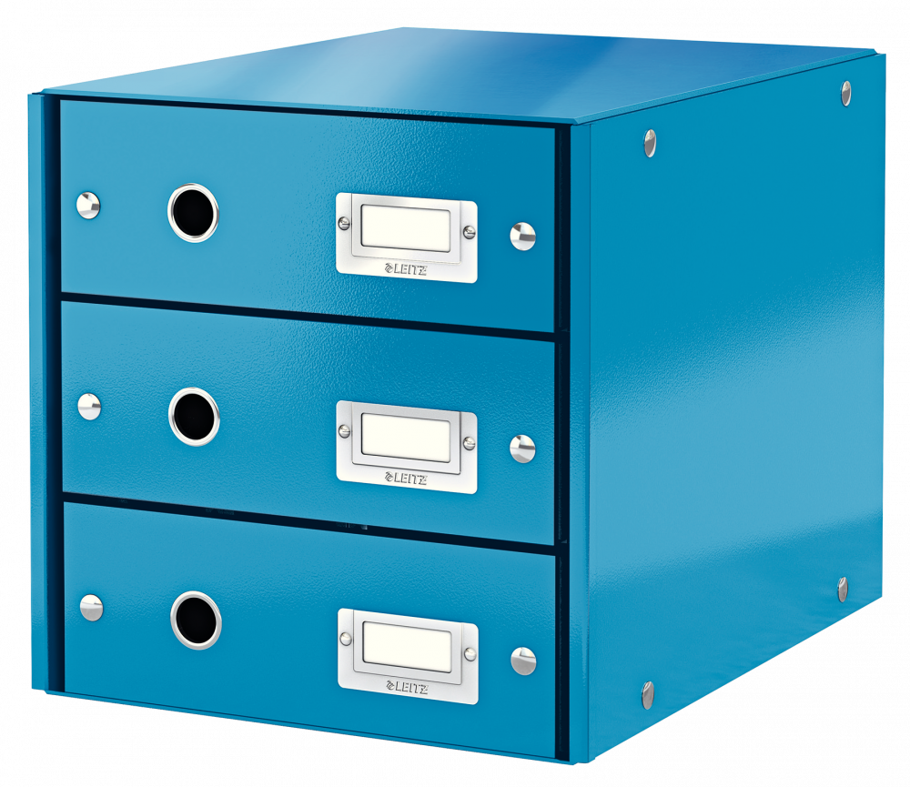 Pojemnik Leitz Click&Store Wow, z 3 szufladami, do dokumentów, A4, niebieski