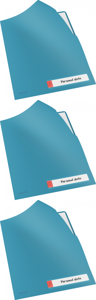 3x Folder z kieszonką na etykietę Leitz Cosy, A4, do 40 kartek, niebieski