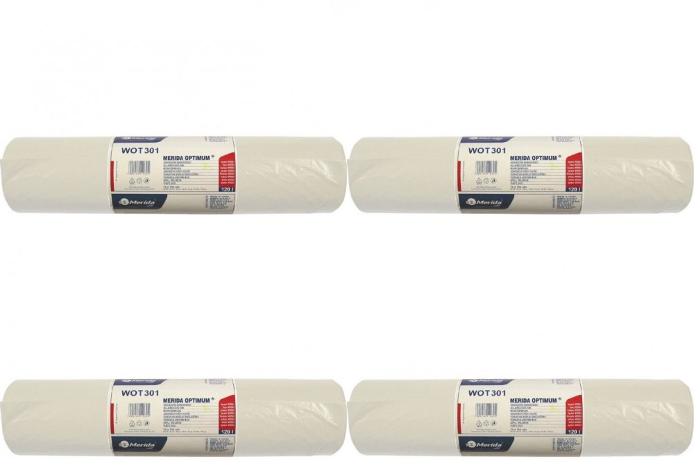 4x Worki na śmieci Merida Optimum, na odpady zmieszane, 120l, 50 sztuk, bezbarwny