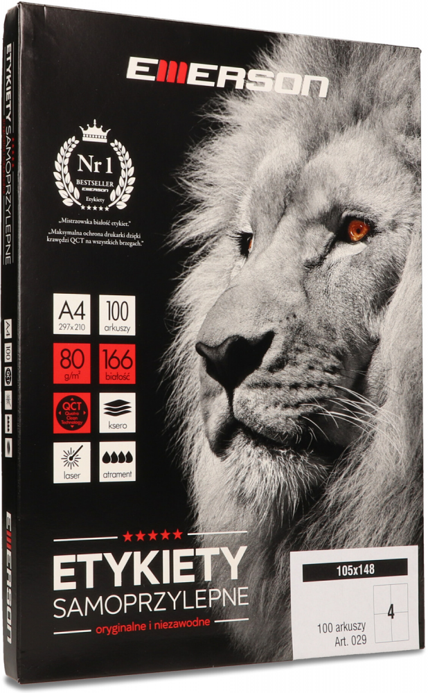 Etykiety samoprzylepne Emerson, 105x148mm, 100 arkuszy, biały