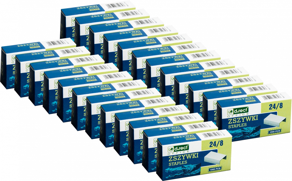 30x Zszywki D.Rect, 24/8, 1000 sztuk, srebrny