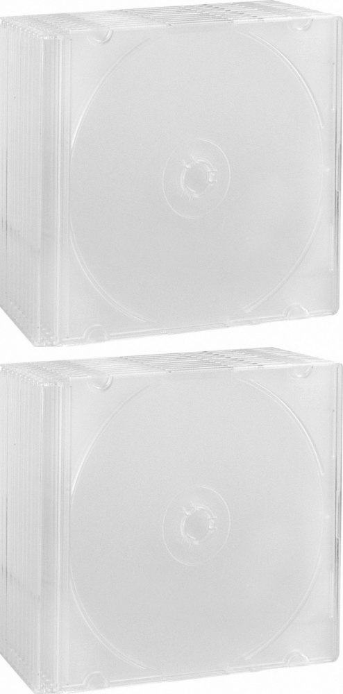 2x Pudełko slim na płyty CD/DVD Omega, plastikowe, 10 sztuk, przezroczysty