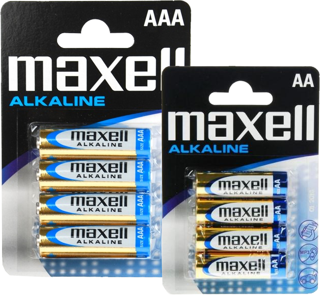 Zestaw: Bateria alkaliczna Maxell, AA, 4 sztuki + Bateria alkaliczna Maxell, AAA, 4 sztuki