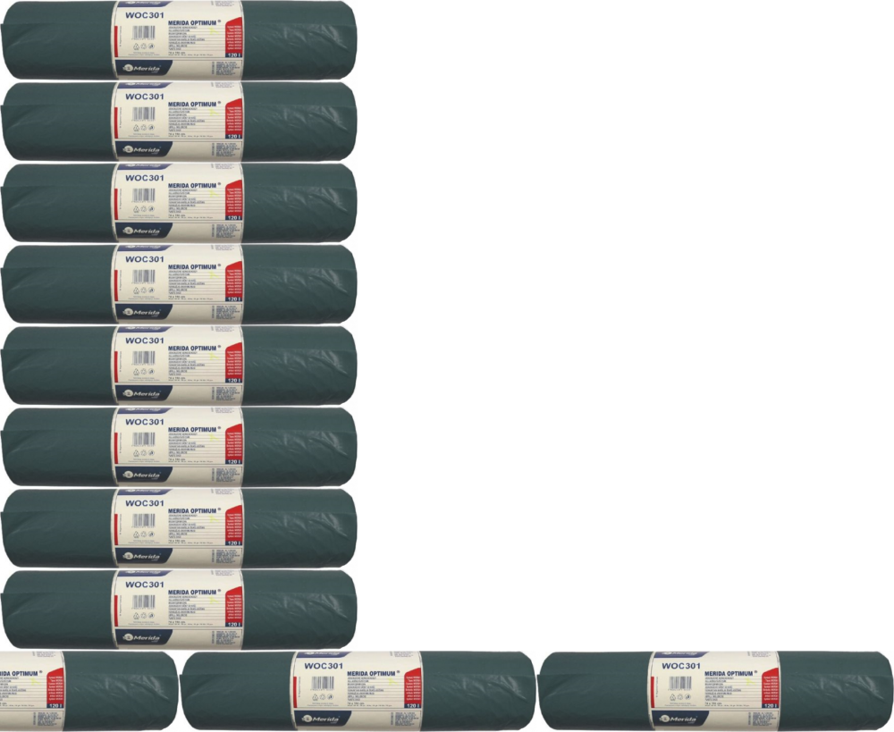 12x Worki na śmieci Merida Optimum, na odpady zmieszane, 120l, 50 sztuk, czarny