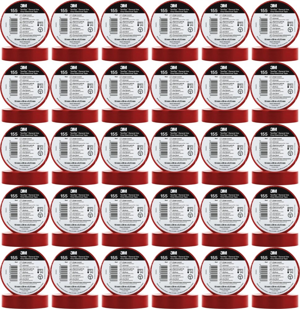 50x Taśma izolacyjna 3M Temflex 155, 19mmx20m, czerwony