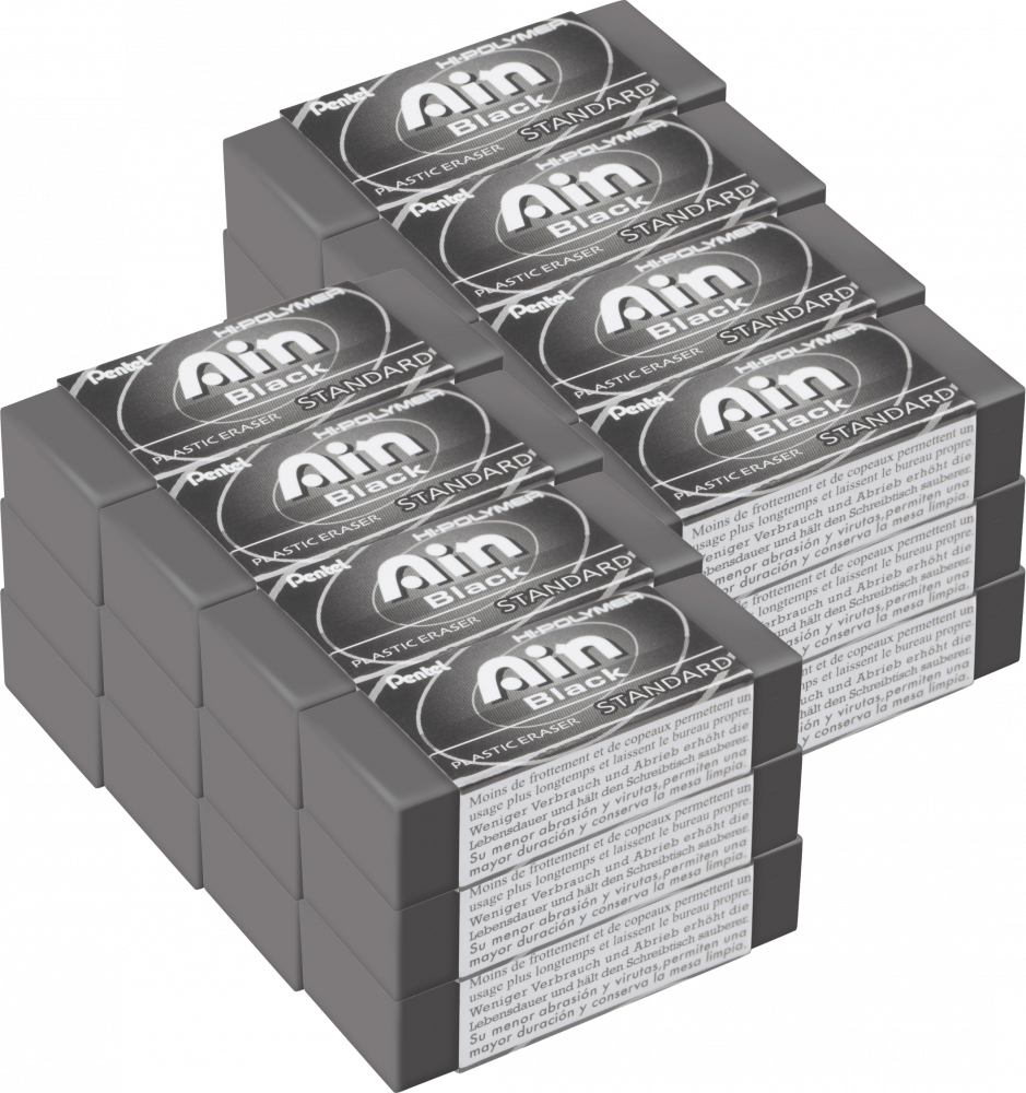 24x Gumka ołówkowa Pentel Hi-Polymer ZEAH06, 43.4x17.4x11.8mm, czarny