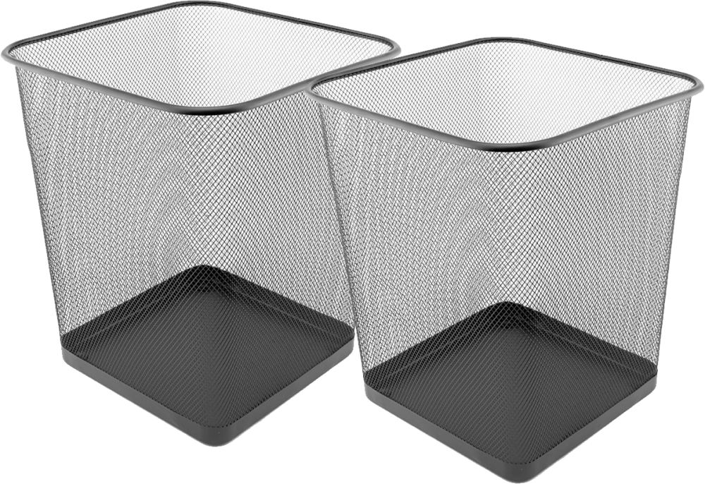 2x Kosz na śmieci D.Rect, metalowa siatka, 18l, czarny