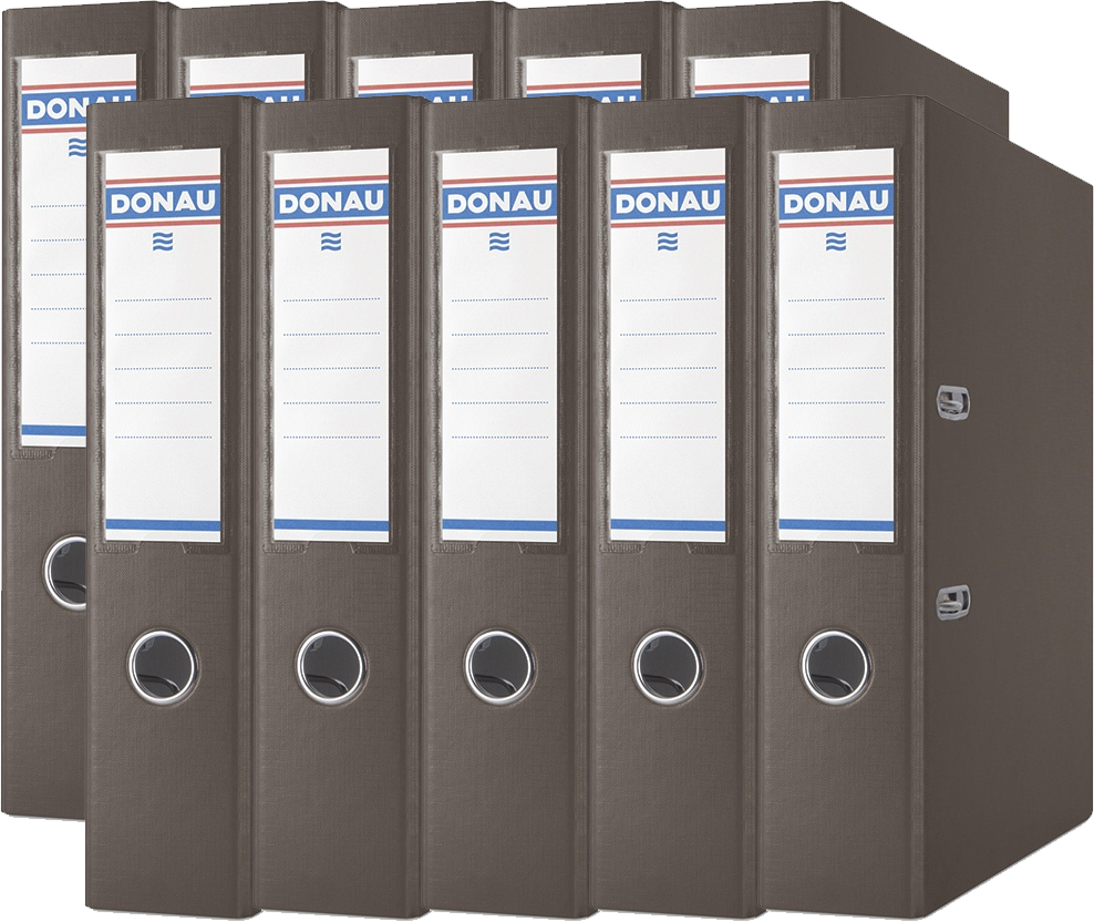 10x Segregator A4 Donau Master, szerokość grzbietu 75mm, do 500 kartek, brązowy