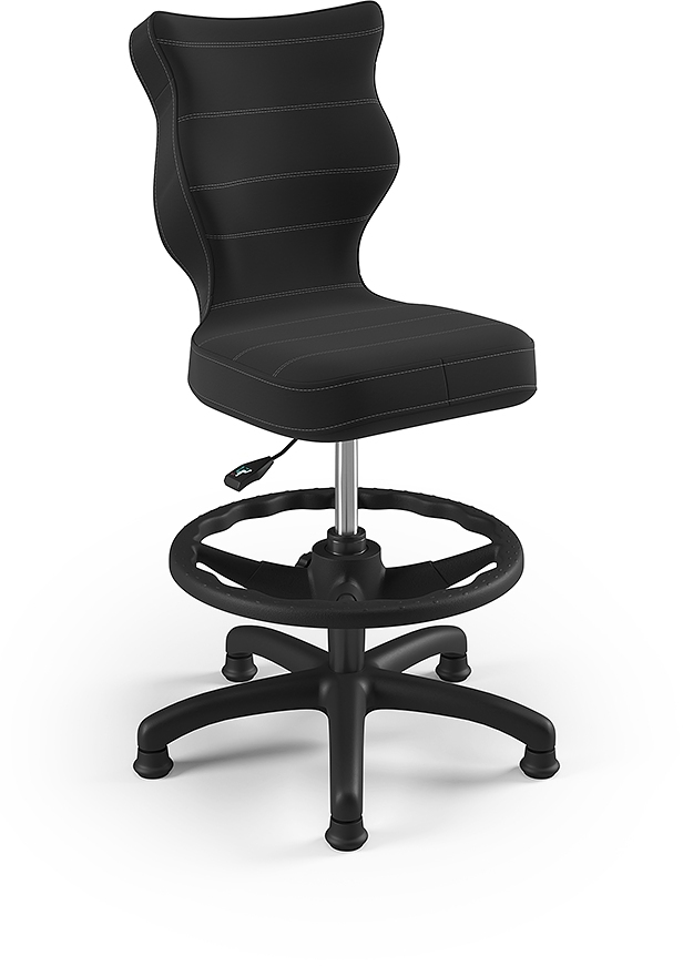 Krzesło do biurka Entelo Petit z podnóżkiem, rozmiar 4 WK+P, tkanina Velvet VT17, antracyt, czarna podstawa