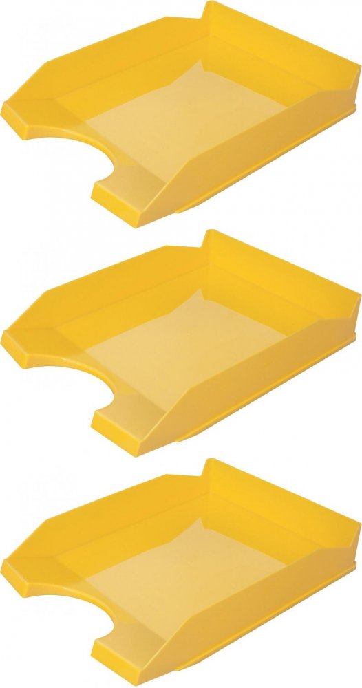 3x Półka na dokumenty na biurko Office Products, A4, plastikowa, żółty