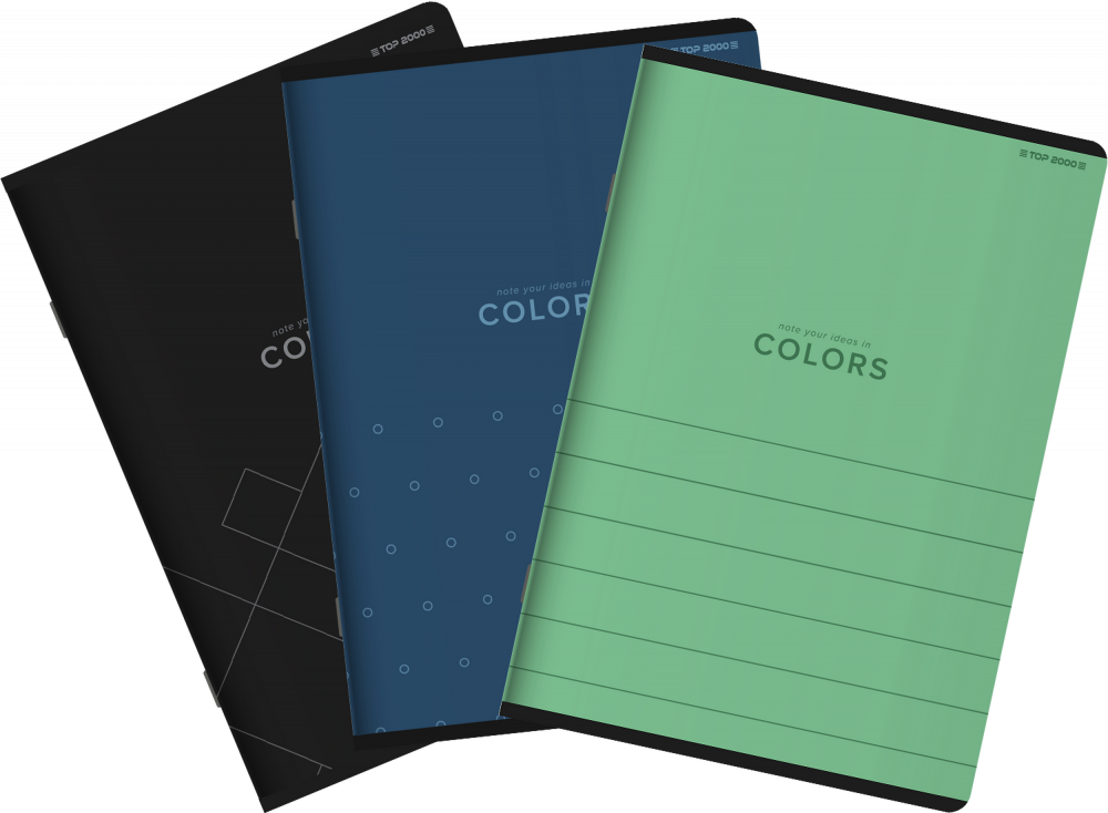 3x Zeszyt w kratkę TOP 2000 Colors, A4, 96 kartek, mix wzorów