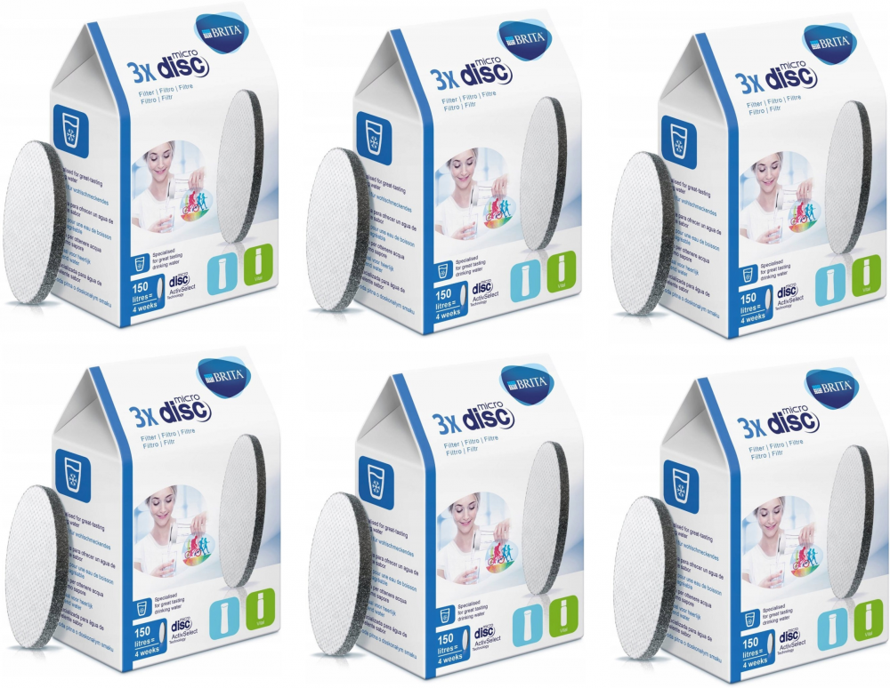 6x Dysk filtrujący Brita MicroDisc, do butelki filtrującej Fill&Go, 3 sztuki