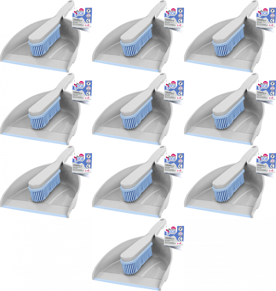 10x Zestaw do zamiatania York Bacetria Stop, szaro-niebieski, zmiotka+szufelka