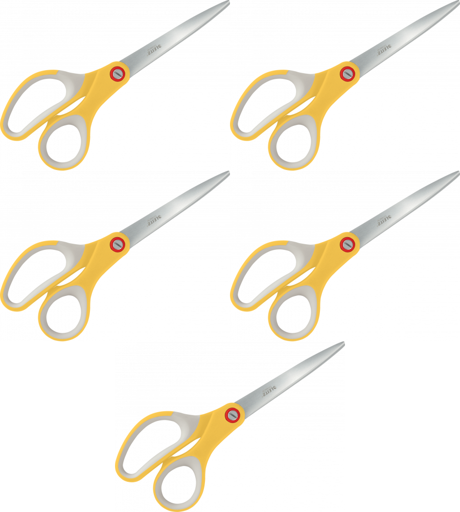 5x Nożyczki biurowe Leitz Cosy powlekane tytanem, 20.5cm, żółty