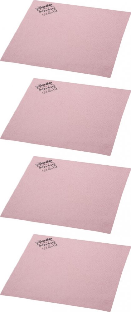 4x Ścierka Vileda Professional PVA micro, mikrowłókna PVA, 35x38cm, 1 sztuka, czerwony