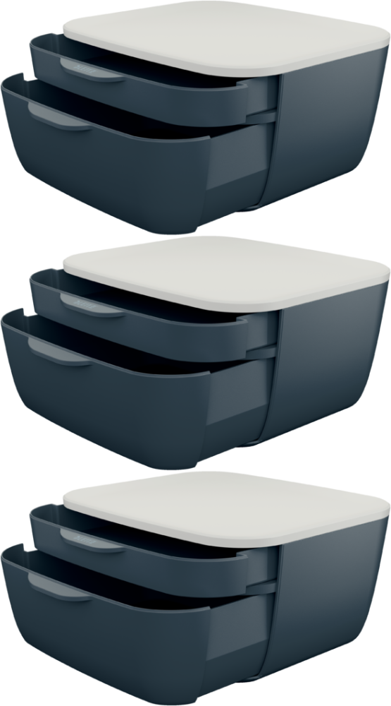 3x Pojemnik Leitz Cosy, z 2 szufladami, szary