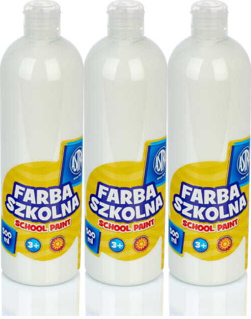 3x Farba plakatowa Astra, 500ml, biały