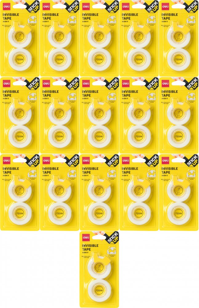 16x Taśma klejąca Deli Stick Up, 18mmx18.3m, 2 sztuki, biały