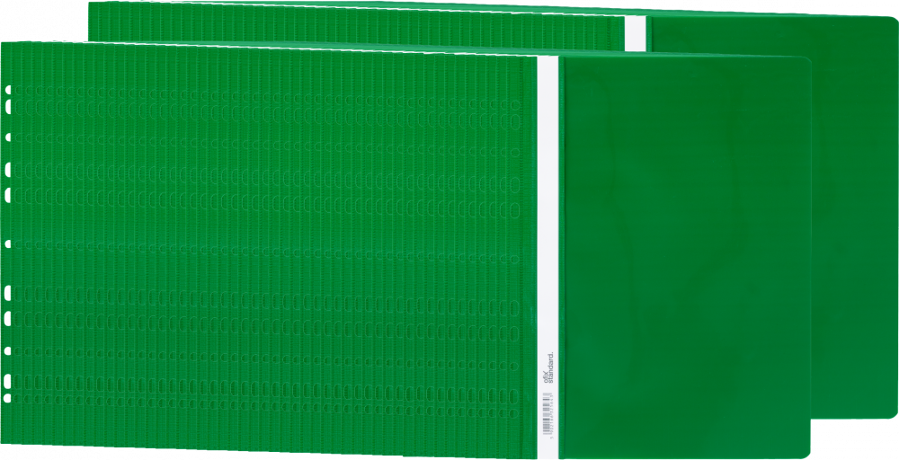 100x skoroszyt plastikowy oczkowy Ofix Standard, twardy, A4, PVC, do 200 kartek, zielony