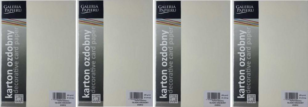 4x Karton ozdobny Galeria Papieru, gładki, A4, 250g/m2, 20 arkuszy, kremowy