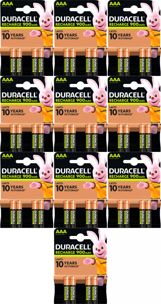 10x Akumulatorki Duracell, AAA, 900mAh, 4 sztuki