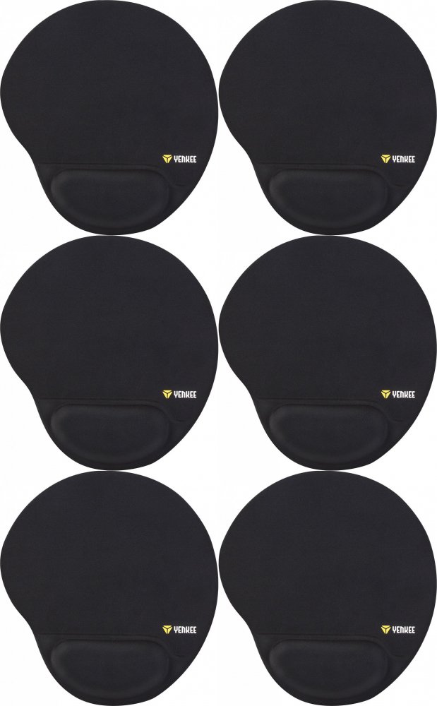 6x Żelowa podkładka pod mysz Yenkee YPM 4000BK, 250x220x20 mm, czarny